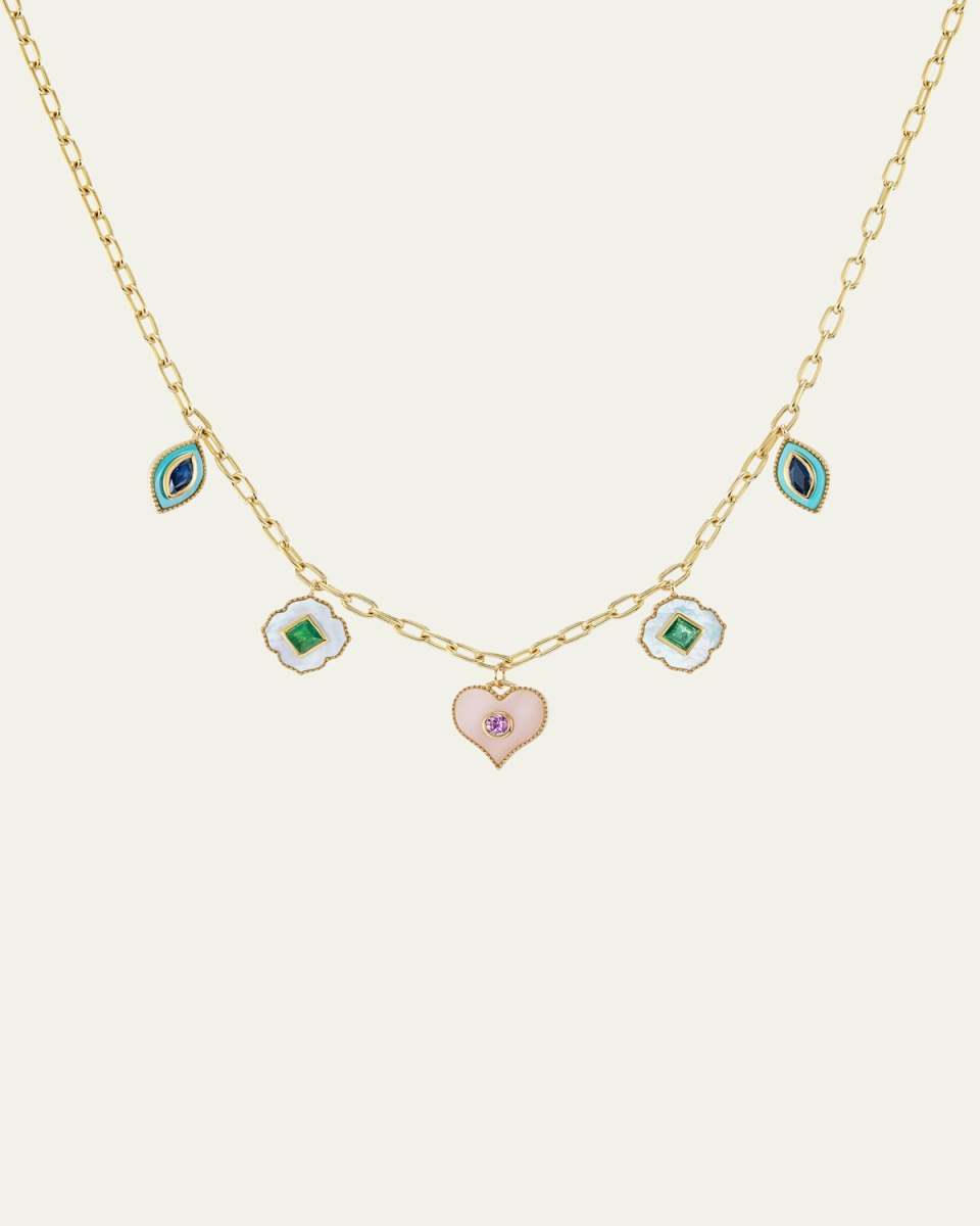 Symbols Inlay Necklace in 18K Yellow Gold